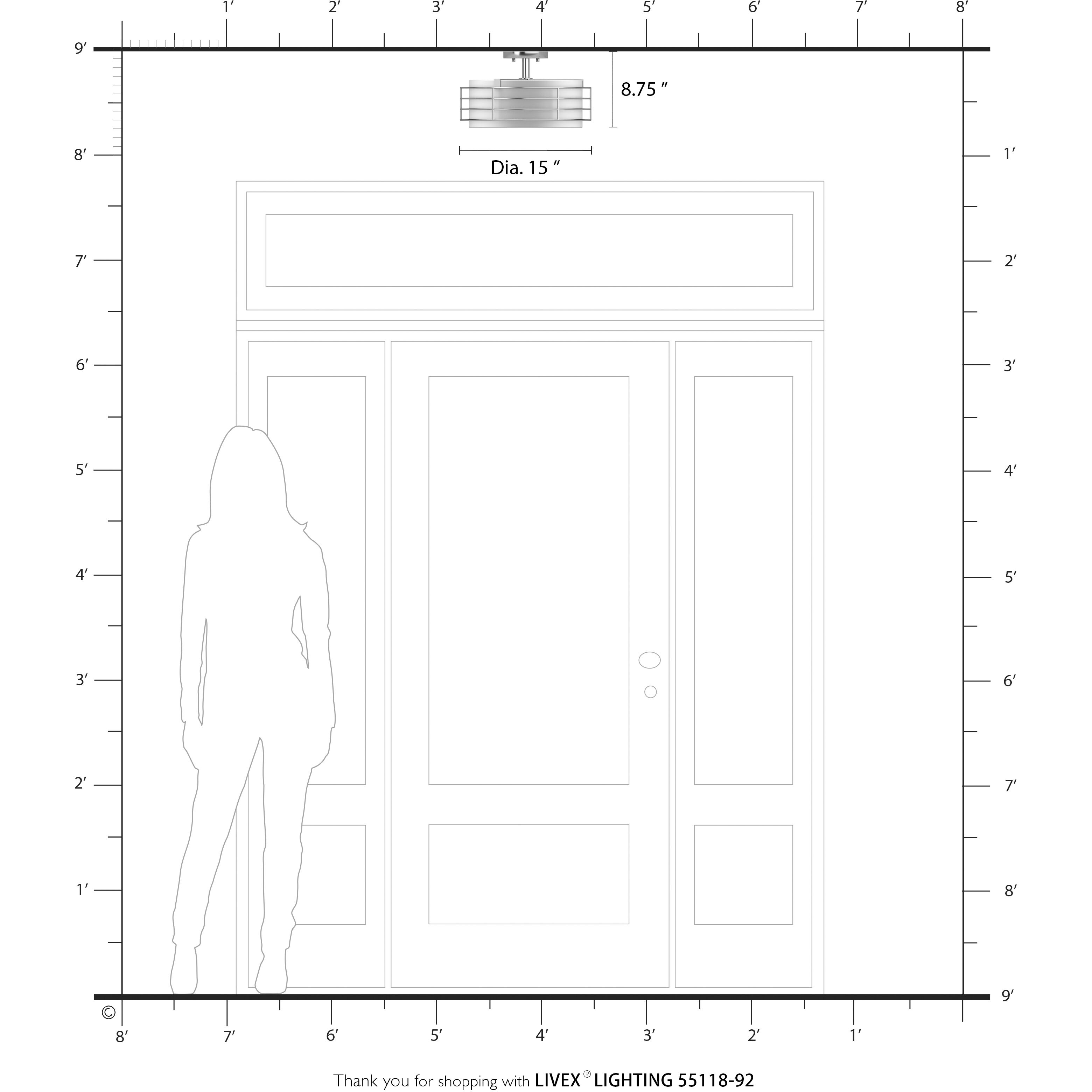 Blanchard 3 Light 15 inch English Bronze Semi Flush Mount Ceiling Light, Large