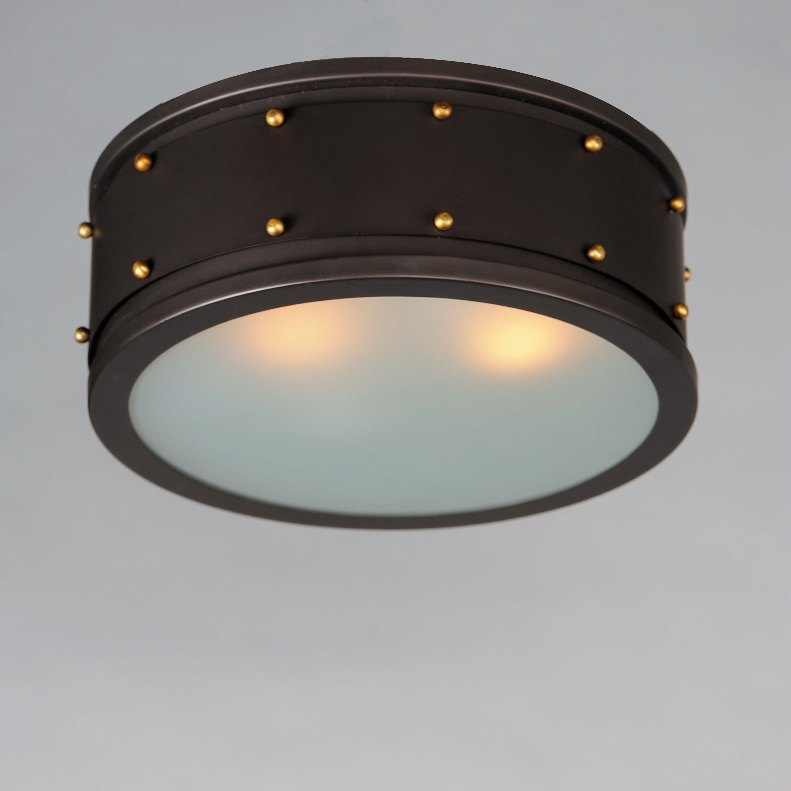 Trestle 2 Light 13 inch Oil Rubbed Bronze/Antique Brass Flush Mount Ceiling Light