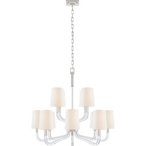 Chapman & Myers Reagan 12 Light 37 inch Polished Nickel and Crystal Two Tier Chandelier Ceiling Light in Linen, Medium