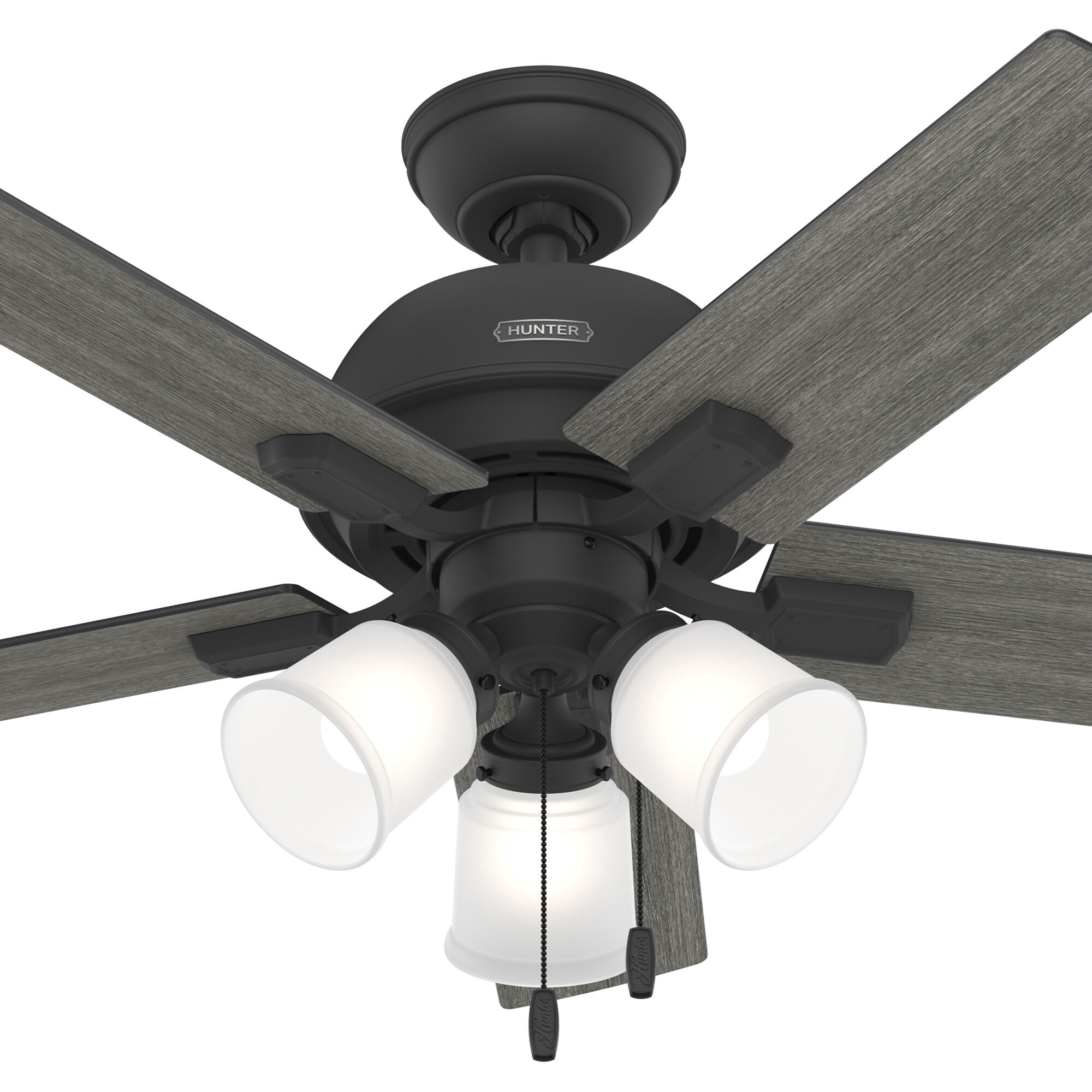 Crystal Peak 44 inch Matte Black with Dark Gray Oak/Greyed Walnut Blades Ceiling Fan