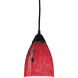 Classico 1 Light 5 inch Dark Rust Mini Pendant Ceiling Light in Fire Red Glass