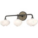 Ume 3 Light 22 inch Oil Rubbed Bronze and Soft Gold Curved Arm Bath Sconce Wall Light in Oil Rubbed Bronze/Soft Gold, Frosted, Curved Arm