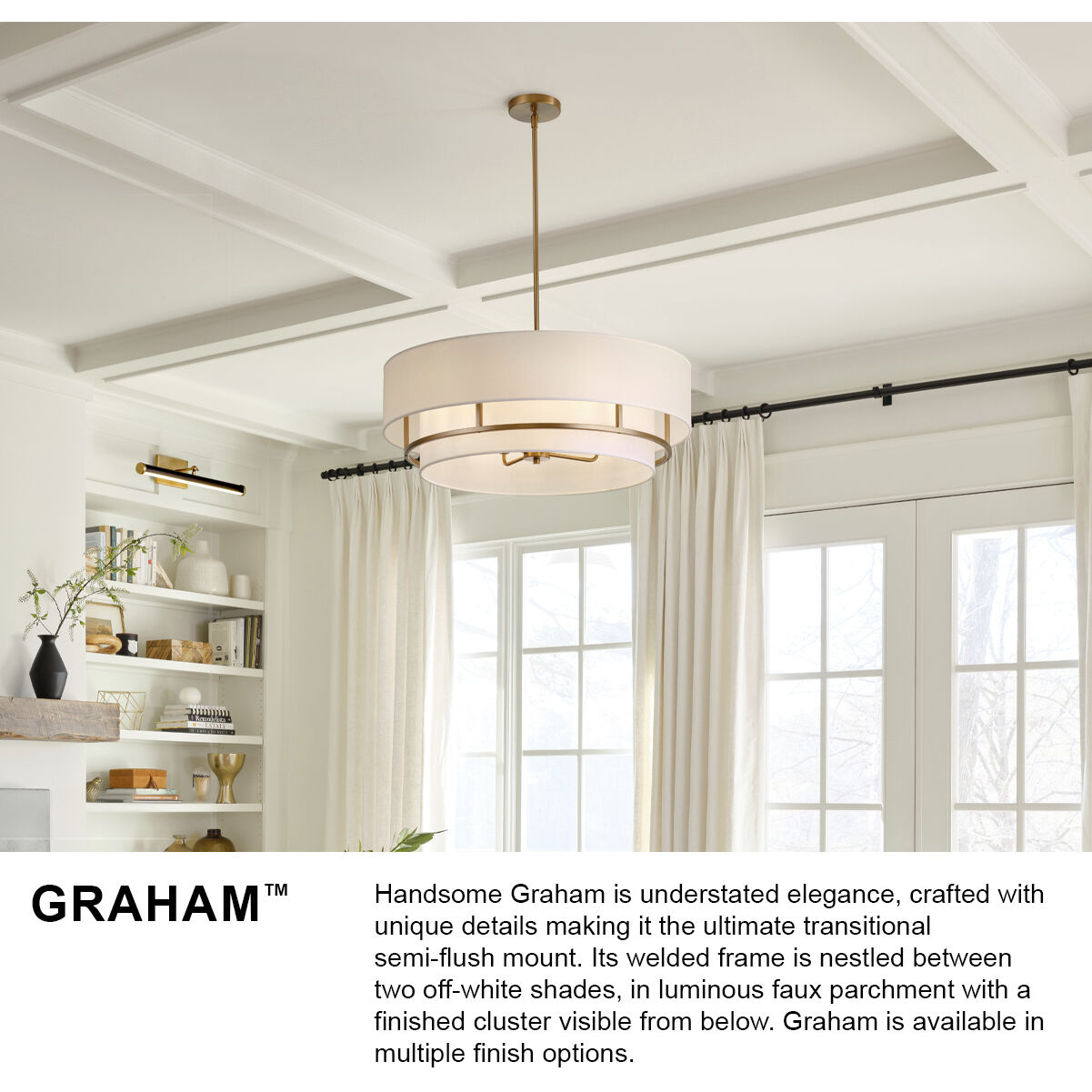 Graham 4 Light 23 inch Polished Nickel Indoor Semi-Flush Mount Ceiling Light