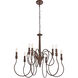 Flynx 9 Light 31 inch Weathered Oak Pendant Ceiling Light