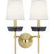 Cristallo 2 Light 14.75 inch Modern Brass Wall Sconce Wall Light