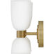 Lisa McDennon Tallulah LED 12 inch Lacquered Brass Bath Light Wall Light in 3000K, Etched Opal, 5W, Two Light, Sconce