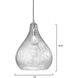 Curved 1 Light 13 inch Clear Pendant Ceiling Light, Large