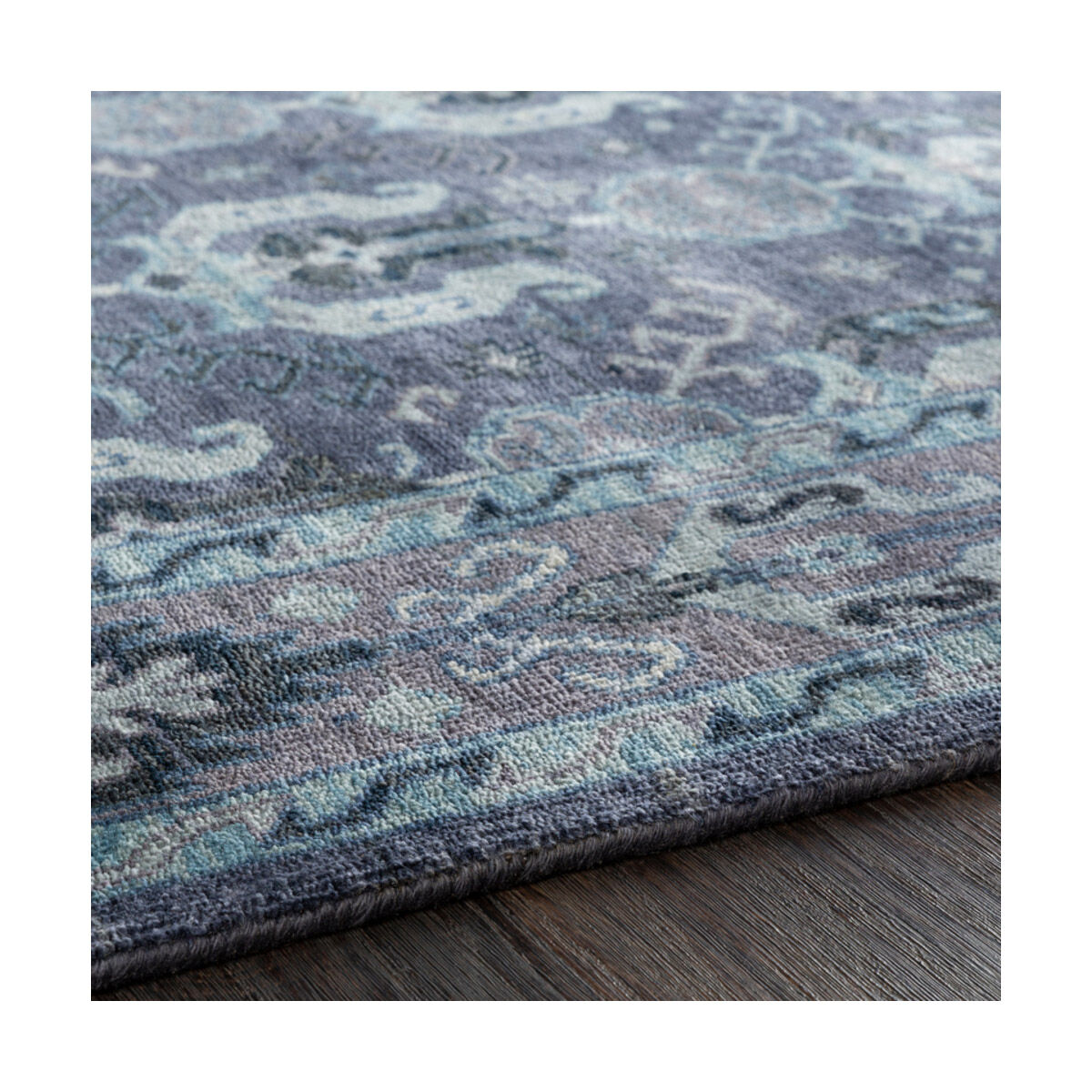 Douglas 96 X 30 inch Navy/Dark Purple/Aqua/Pale Blue Rugs, Wool