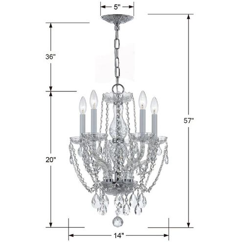 Traditional Crystal 5 Light 14 inch Polished Chrome Mini Chandelier Ceiling Light in Clear Swarovski Strass