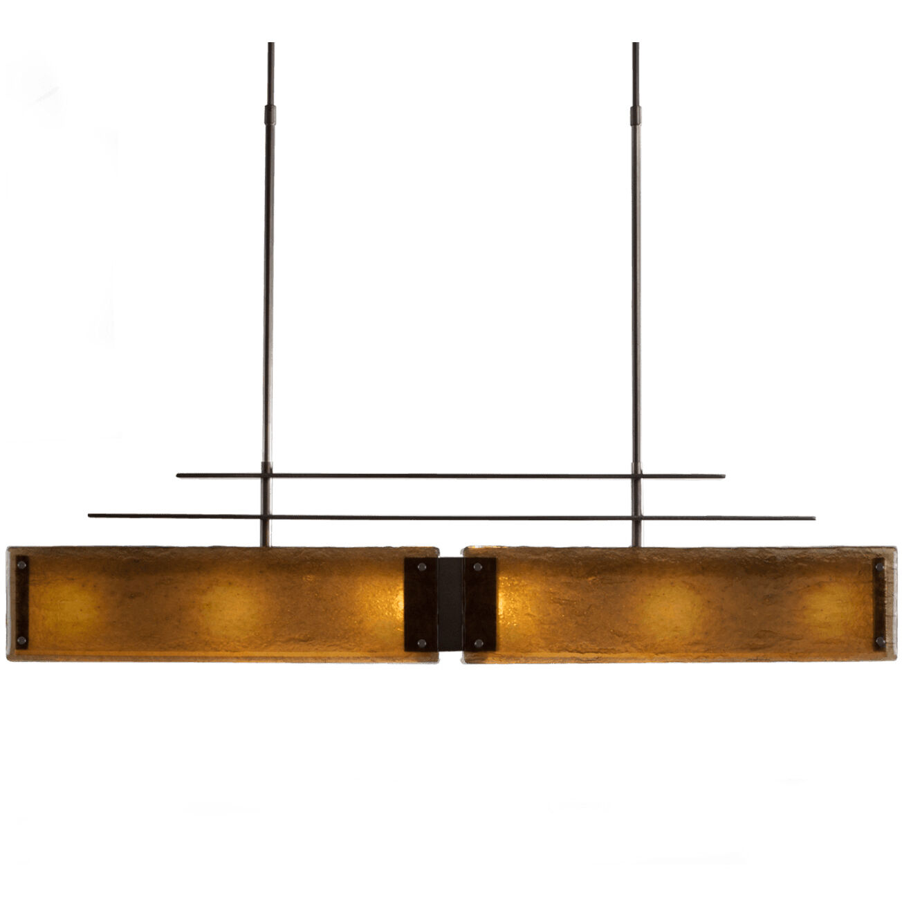 Urban Loft 6 Light 44.4 inch Gilded Brass Linear Pendant Ceiling Light in Frosted Granite, E26 Incandescent, Parallel