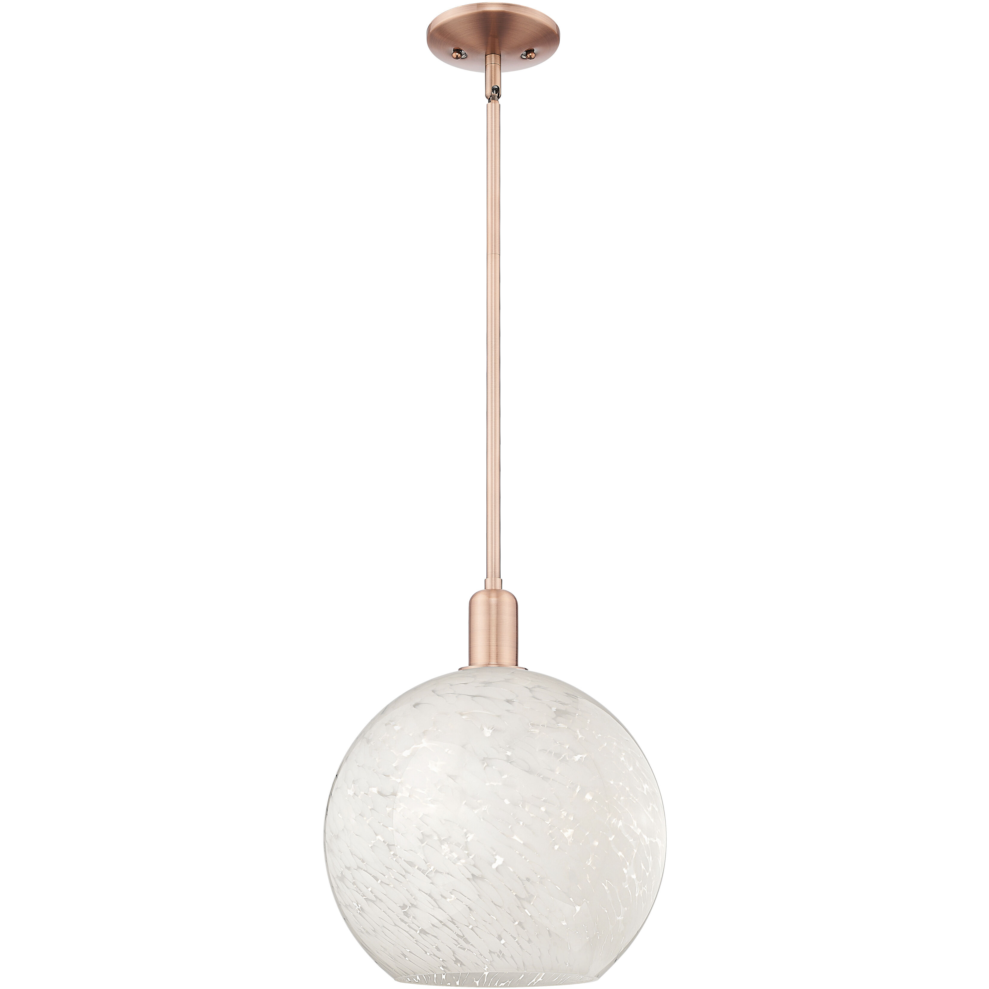 Arcadia White Mouchette 1 Light 12 inch Antique Copper Mini Pendant Ceiling Light