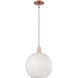 Arcadia White Mouchette 1 Light 12 inch Antique Copper Mini Pendant Ceiling Light