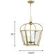 C&M by Chapman & Myers Charleston 4 Light 13.88 inch Satin Brass Pendant Ceiling Light