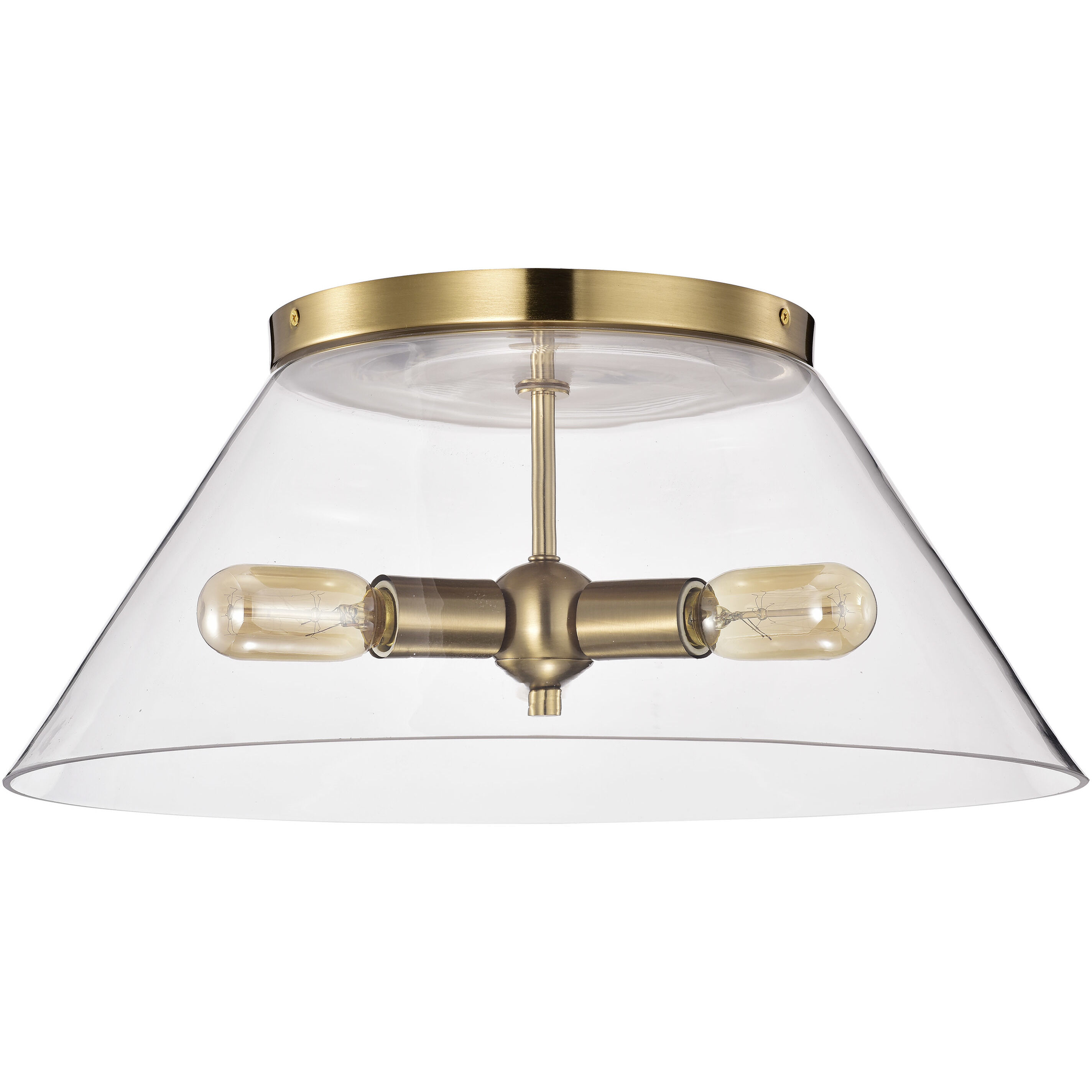 Dover 3 Light 20 inch Vintage Brass Flush Ceiling Light