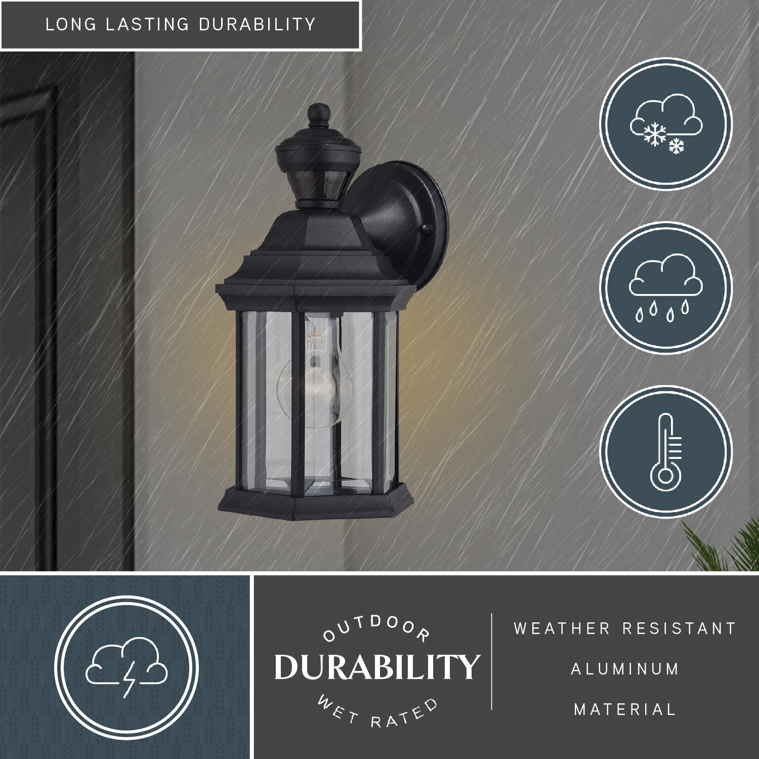Auburn Textured Black Outdoor Motion Sensor