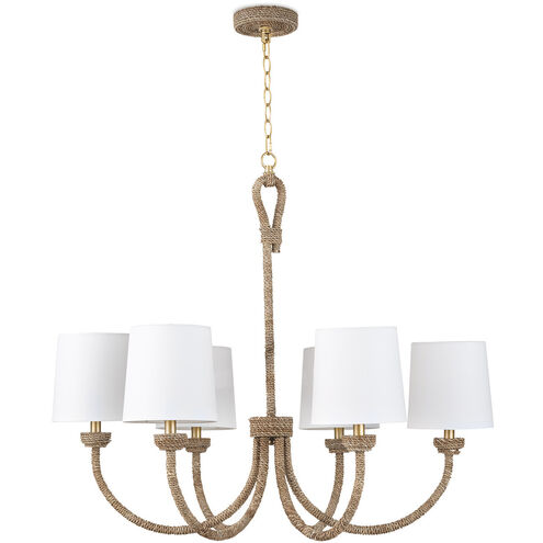 Bimini 6 Light 36 inch Natural Chandelier Ceiling Light, Small