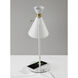 Maxine 19 inch 60 watt Matte White with Antique Brass Accents Table Lamp Portable Light, with AdessoCharge Wireless Charging Pad and USB Port