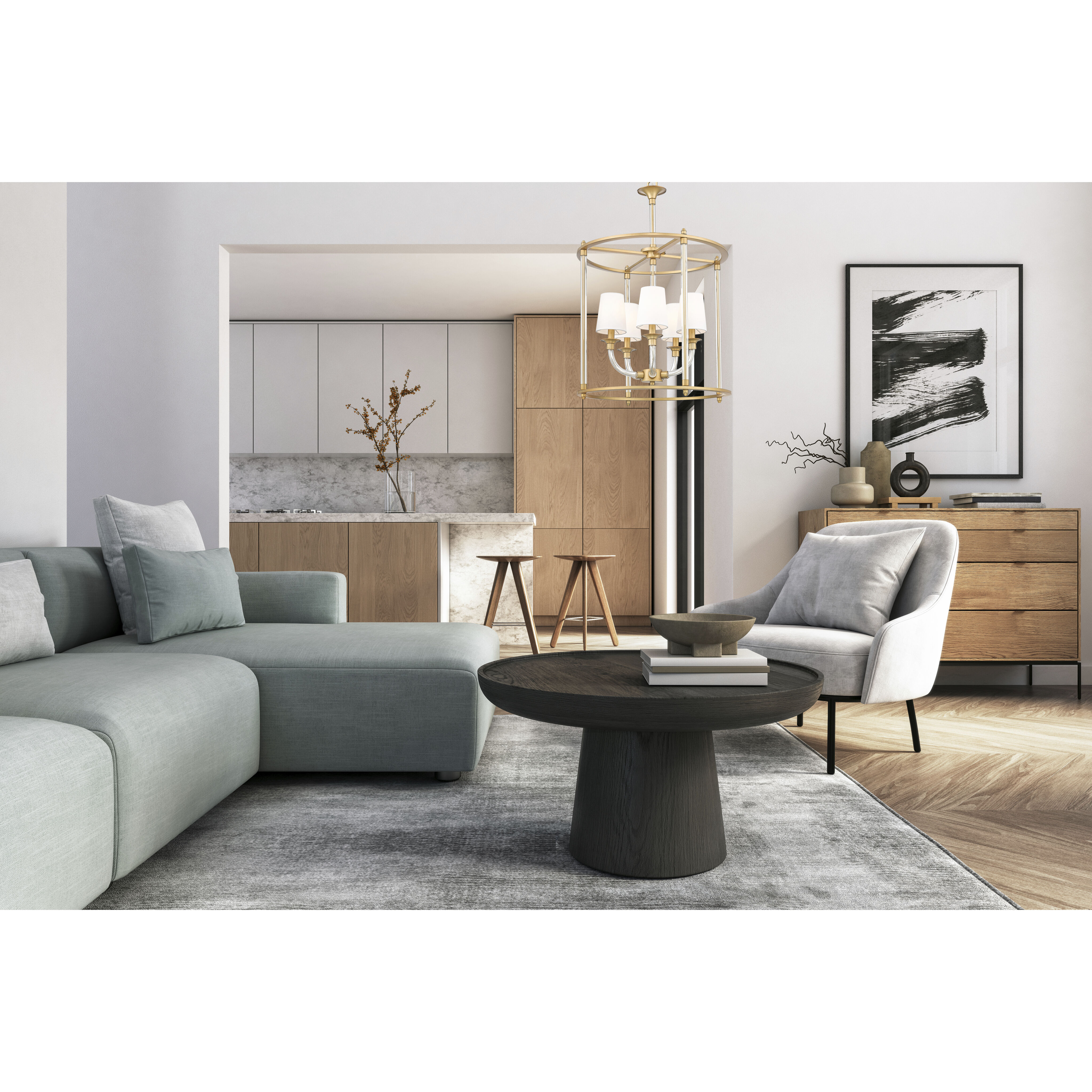 Katerina 5 Light 20 inch Rubbed Brass Chandelier Ceiling Light