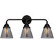 Nouveau 2 Small Cone LED 24 inch Matte Black Bath Vanity Light Wall Light in Plated Smoke Glass