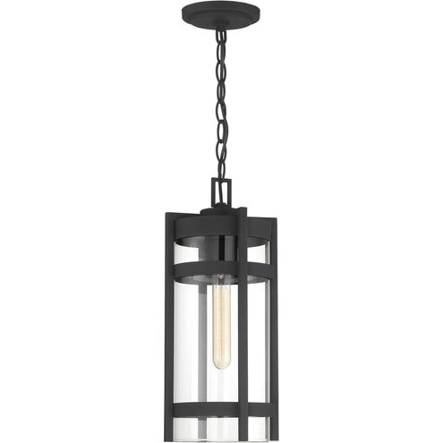 Tofino 1 Light 7 inch Textured Black and Clear Seeded Outdoor Hanging Lantern