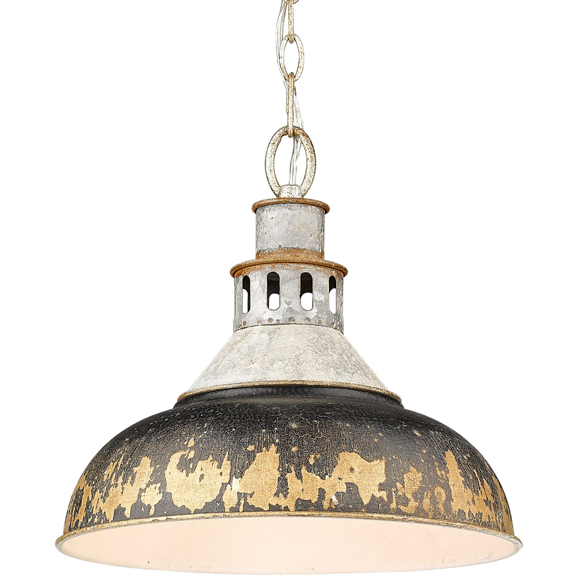 Kinsley 1 Light 14 inch Aged Galvanized Steel Pendant Ceiling Light in Antique Black Iron, Large
