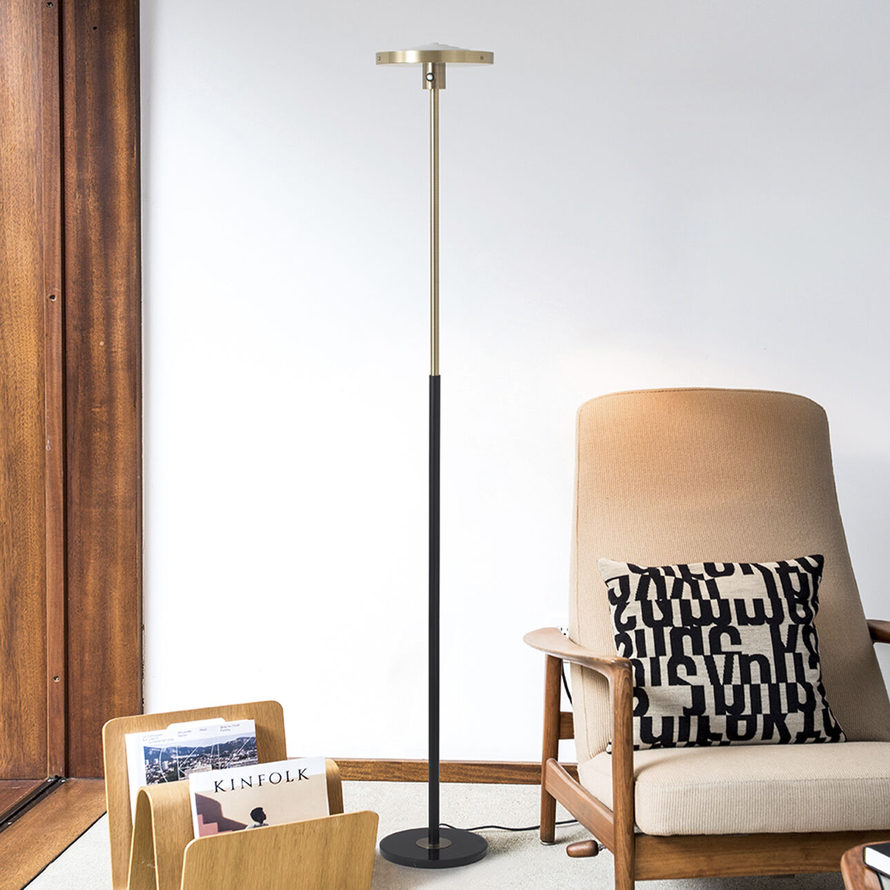 Redondo 72 inch 14.00 watt Matte Black and Weathered Brass Torchiere Portable Light