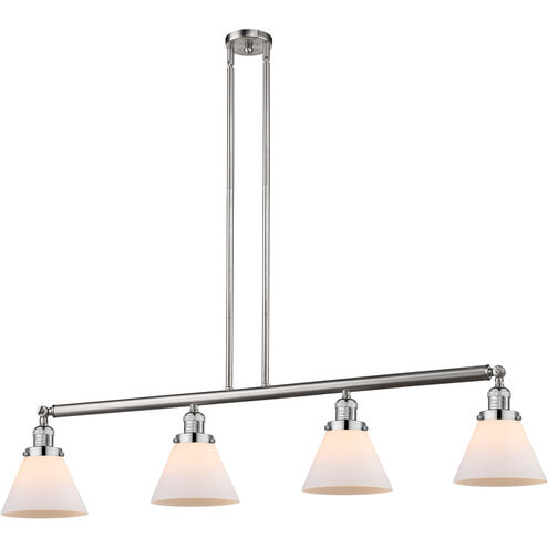 Franklin Restoration Large Cone LED 52.38 inch Brushed Satin Nickel Island Light Ceiling Light in Matte White Glass, Franklin Restoration