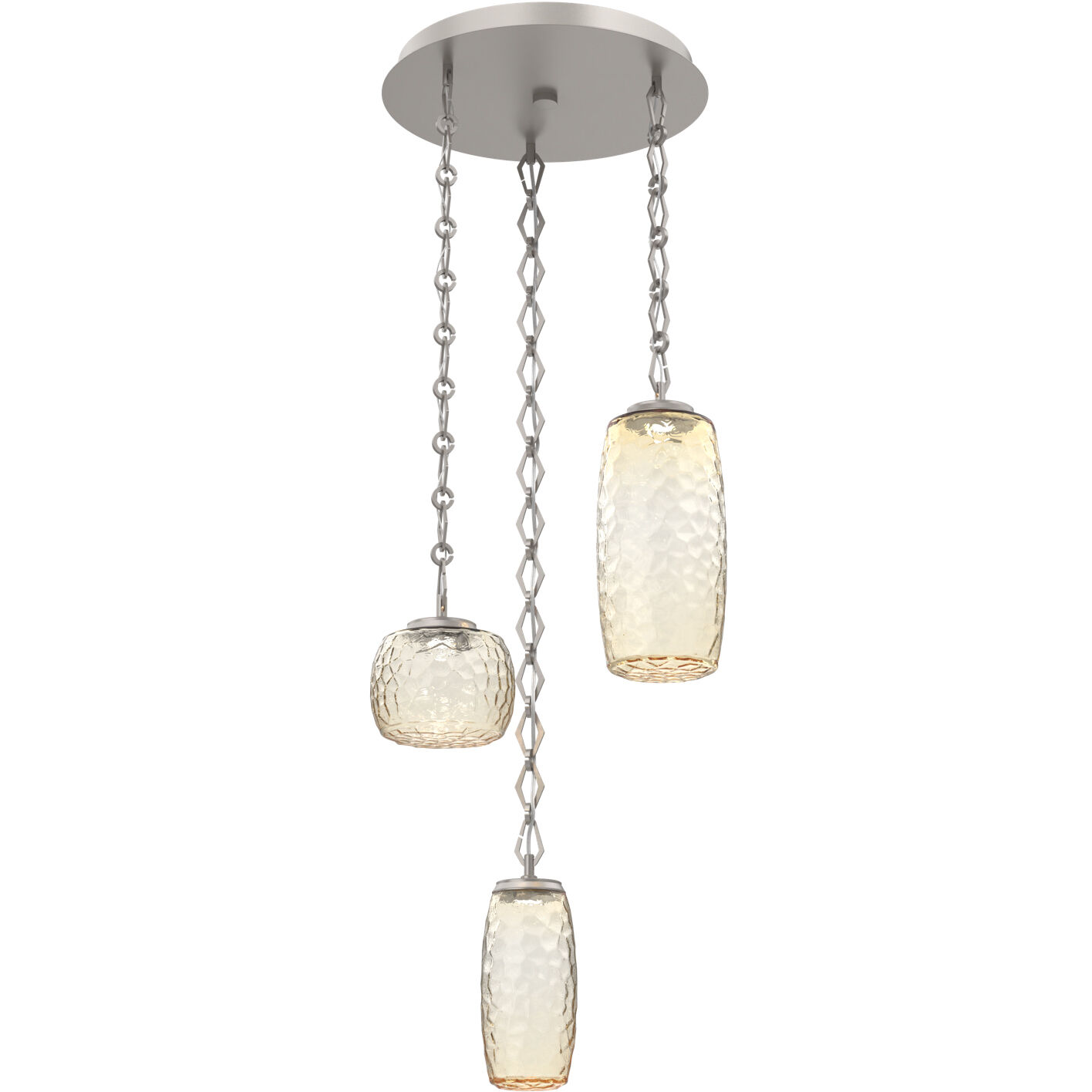Vessel LED 19 inch Beige Silver Multi-Pendant Ceiling Light in 3000K LED, Amber, Diamond Chain