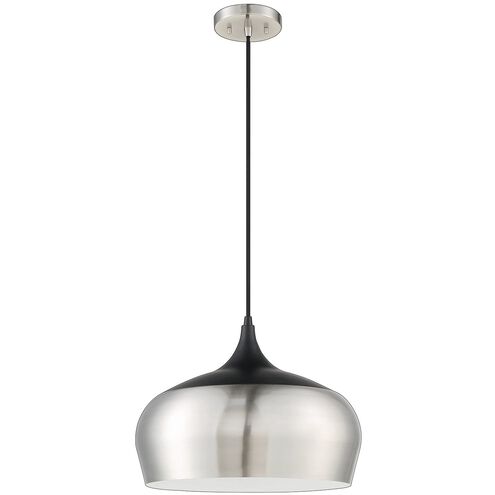 Orian Grande 1 Light 16 inch Satin Nickel and Black Pendant Ceiling Light