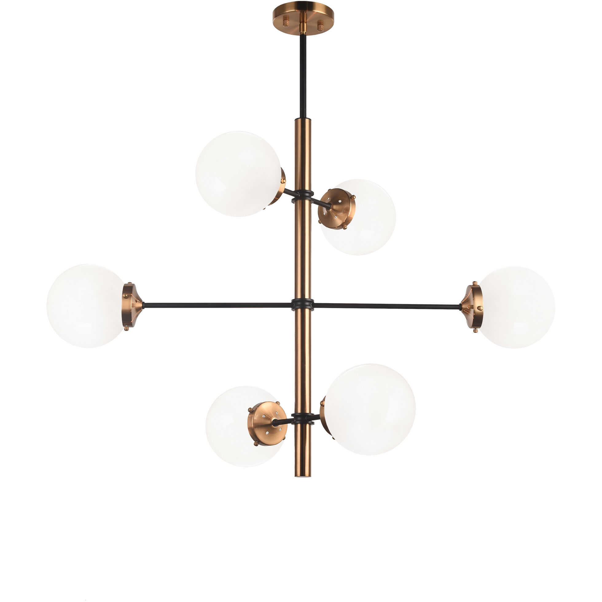Enchant 6 Light 36 inch Aged Gold Brass Pendant Ceiling Light in Aged Gold Brass and Opal Glass