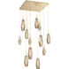 Aalto LED Gilded Brass Chandelier Ceiling Light, Square Multi-Port