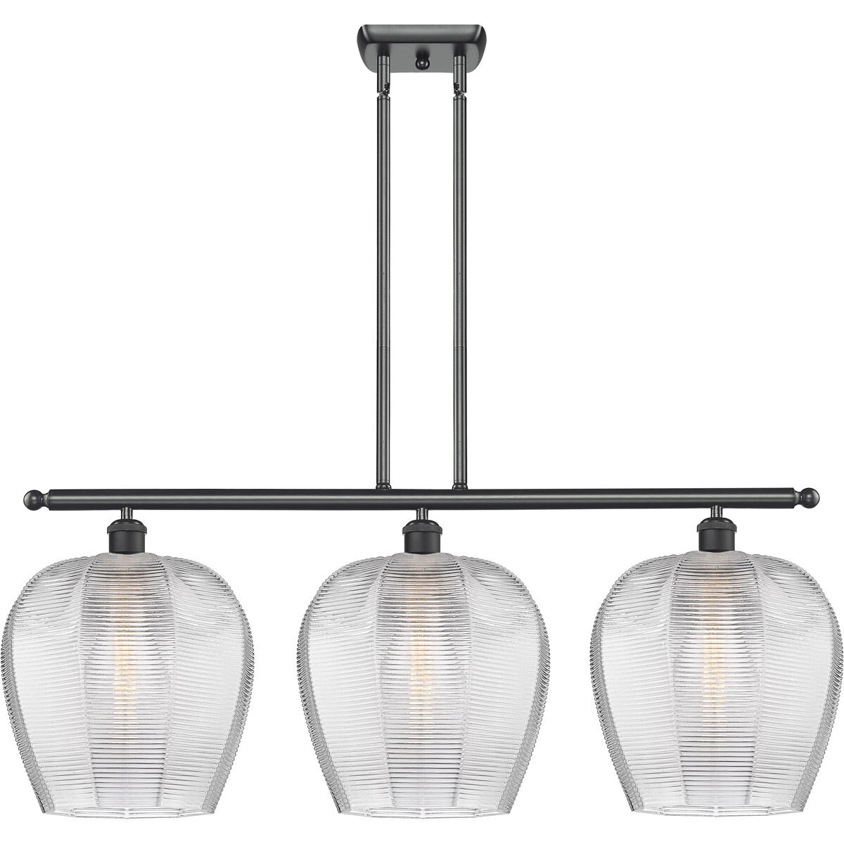 Ballston Norfolk 3 Light 38 inch Matte Black Island Light Ceiling Light in Clear Glass