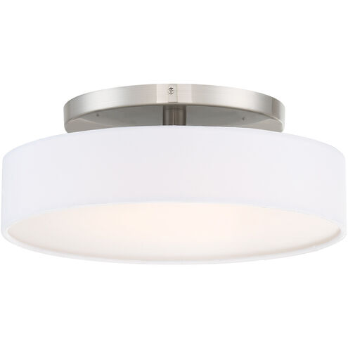 Manhattan LED 14 inch Brushed Nickel Semi-Flush Mount Ceiling Light, dweLED
