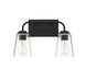 Transitional 2 Light 15 inch Matte Black Bathroom Vanity Light Wall Light