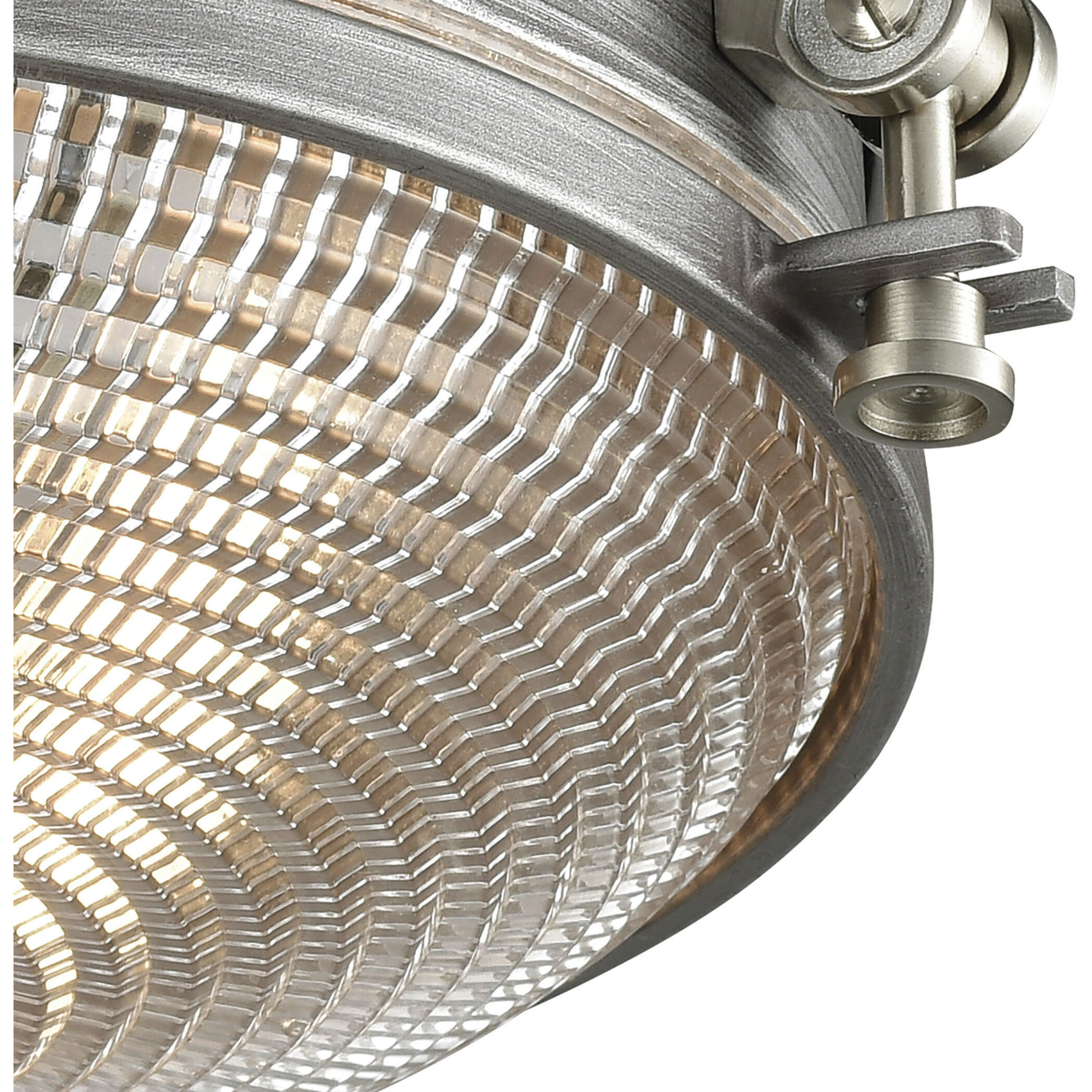 Sylvester 2 Light 14 inch Weathered Zinc with Satin Nickel Flush Mount Ceiling Light