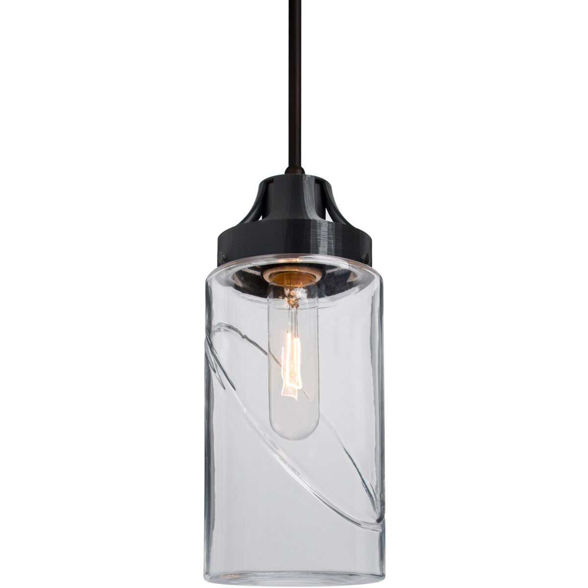 Blink 1 Light Black Pendant Ceiling Light in Clear Glass