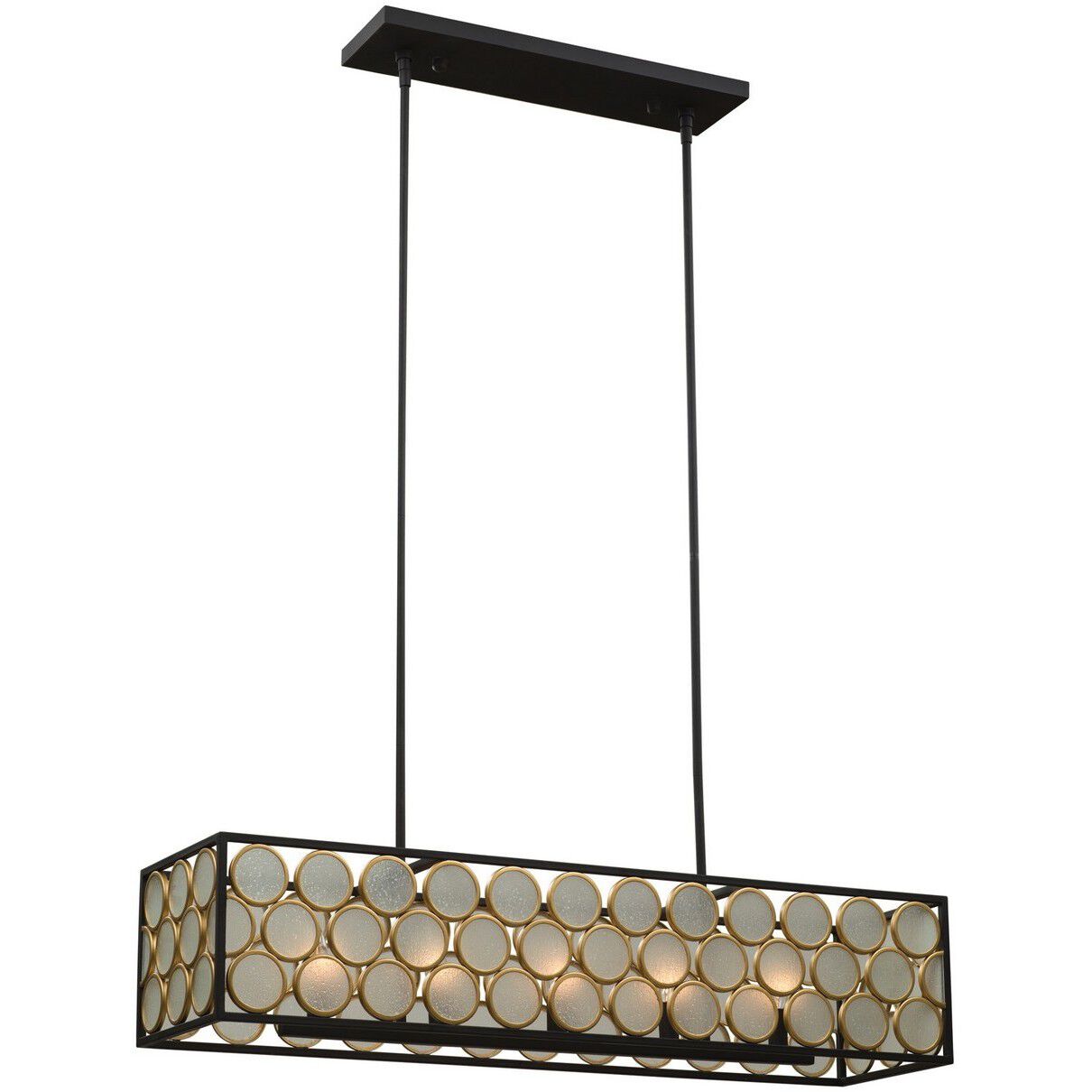Corsa Island Pendant Ceiling Light in Matte Black With Gold