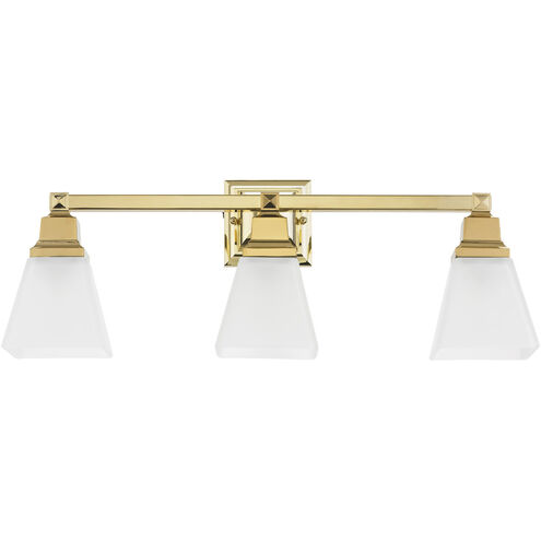 Mission 3 Light 25 inch Polished Brass Bath Vanity Wall Light