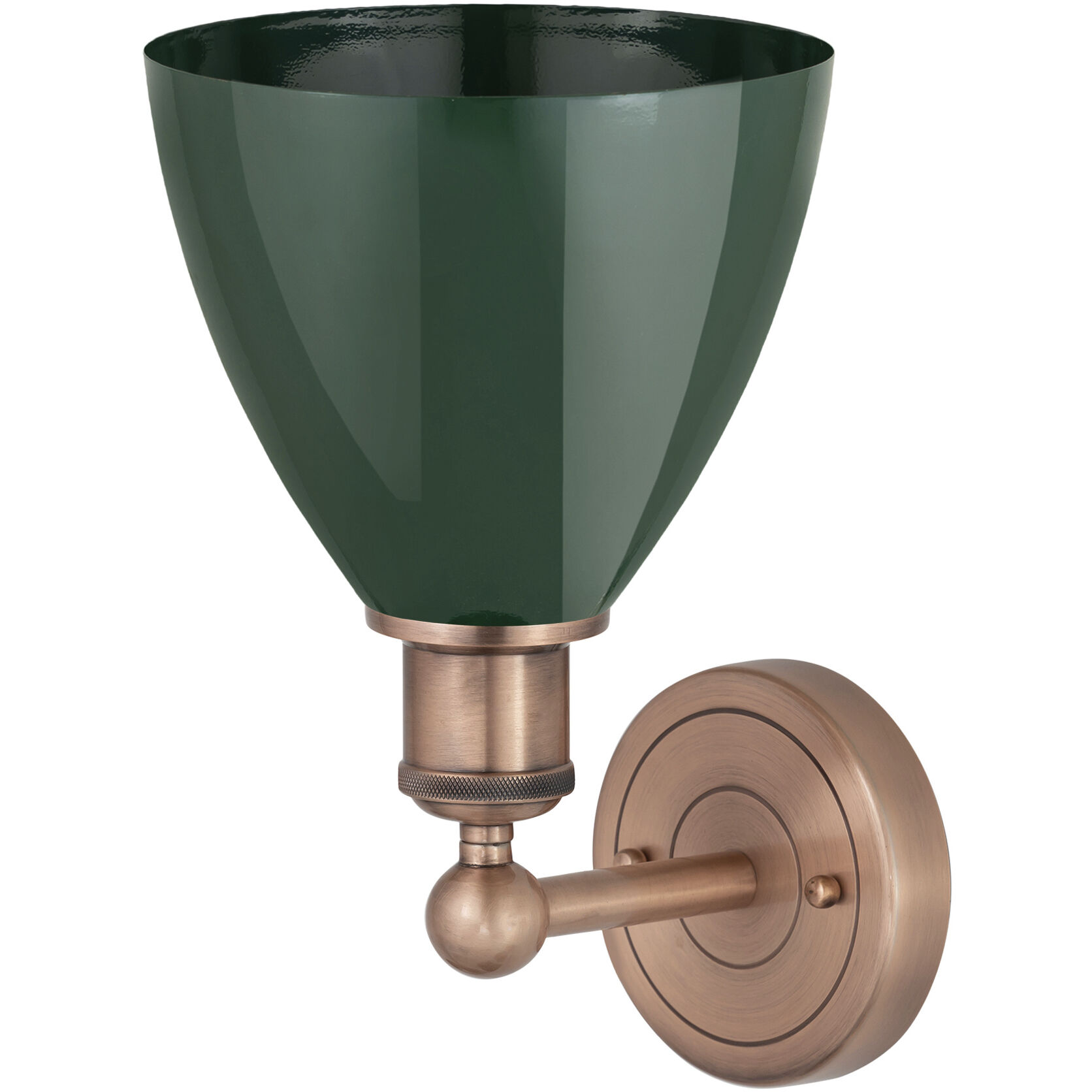 Plymouth Dome Sconce Wall Light in Antique Copper, Green