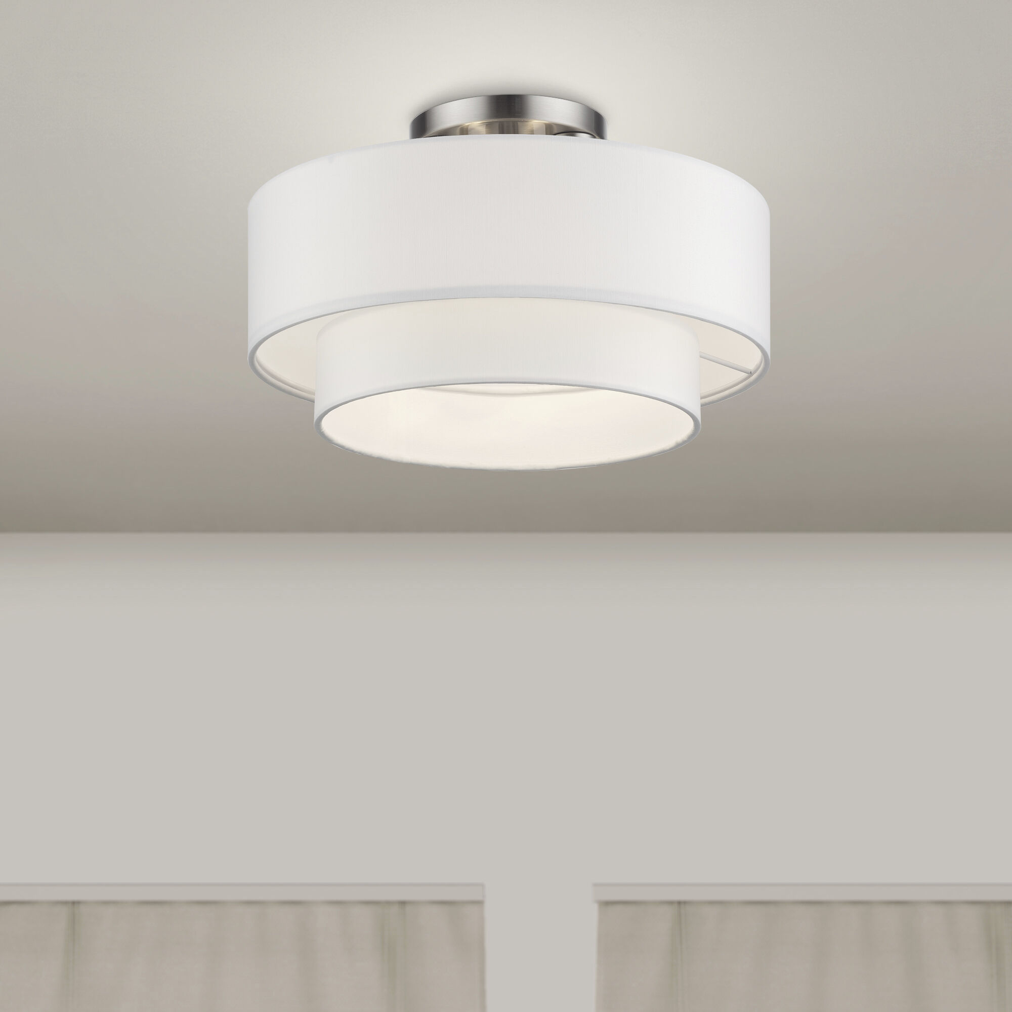 Manorwood 3 Light 15 inch Brushed Nickel Semi-Flush Ceiling Light