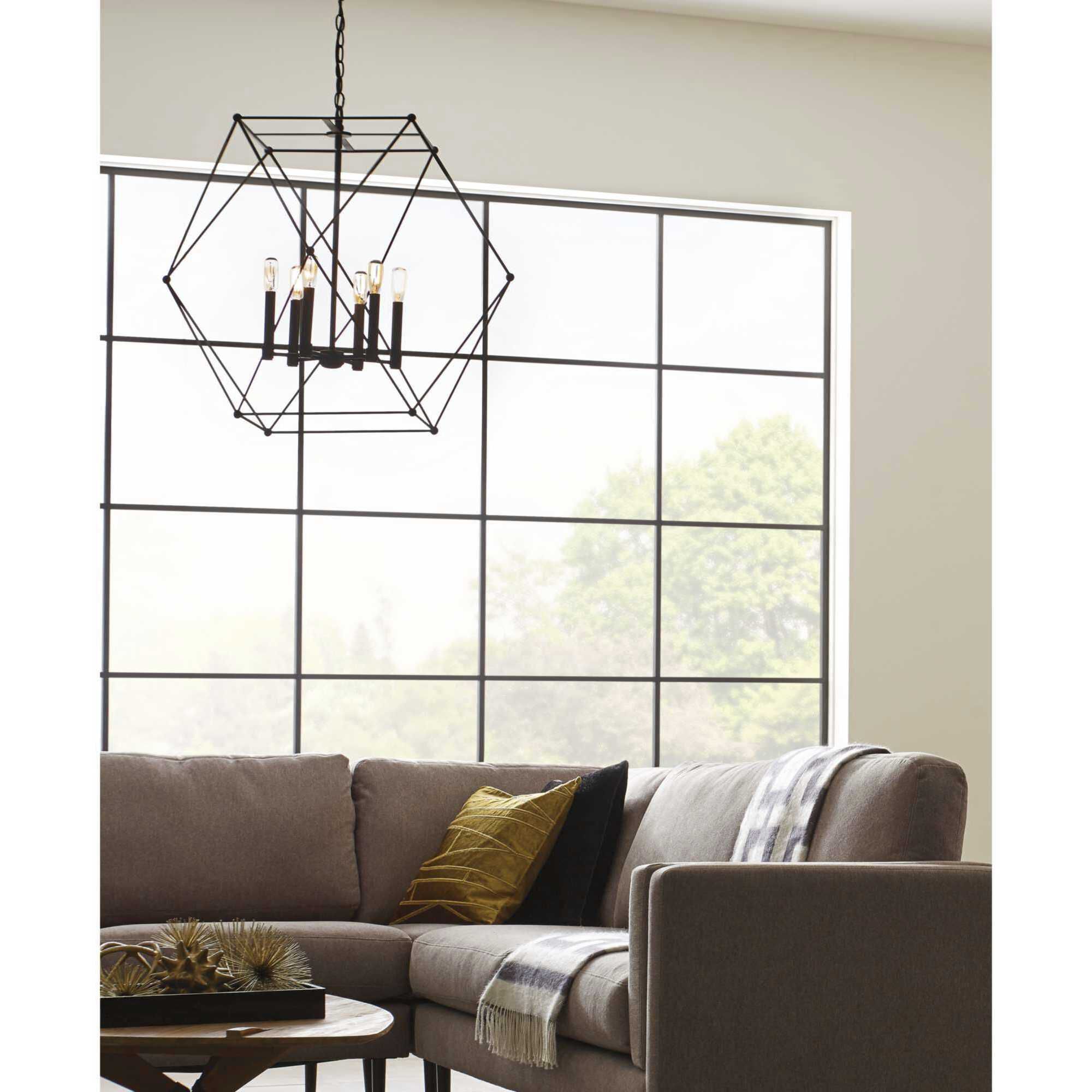 Spatial 6 Light Matte Black Pendant Ceiling Light, Design Series