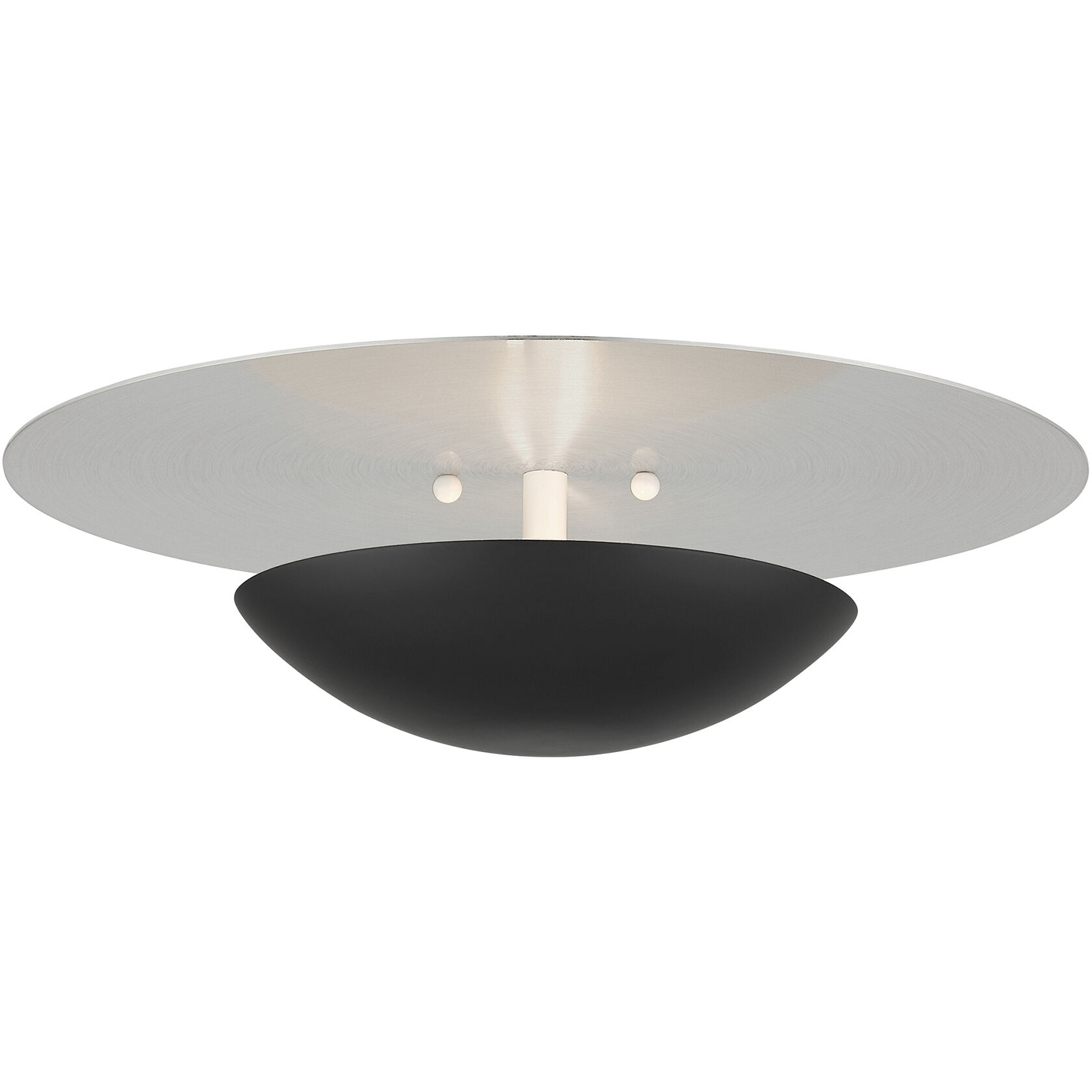 Ventura 2 Light 15 inch Black with Brushed Nickel Reflector Backplate Semi-Flush/Wall Sconce Ceiling Light, Large