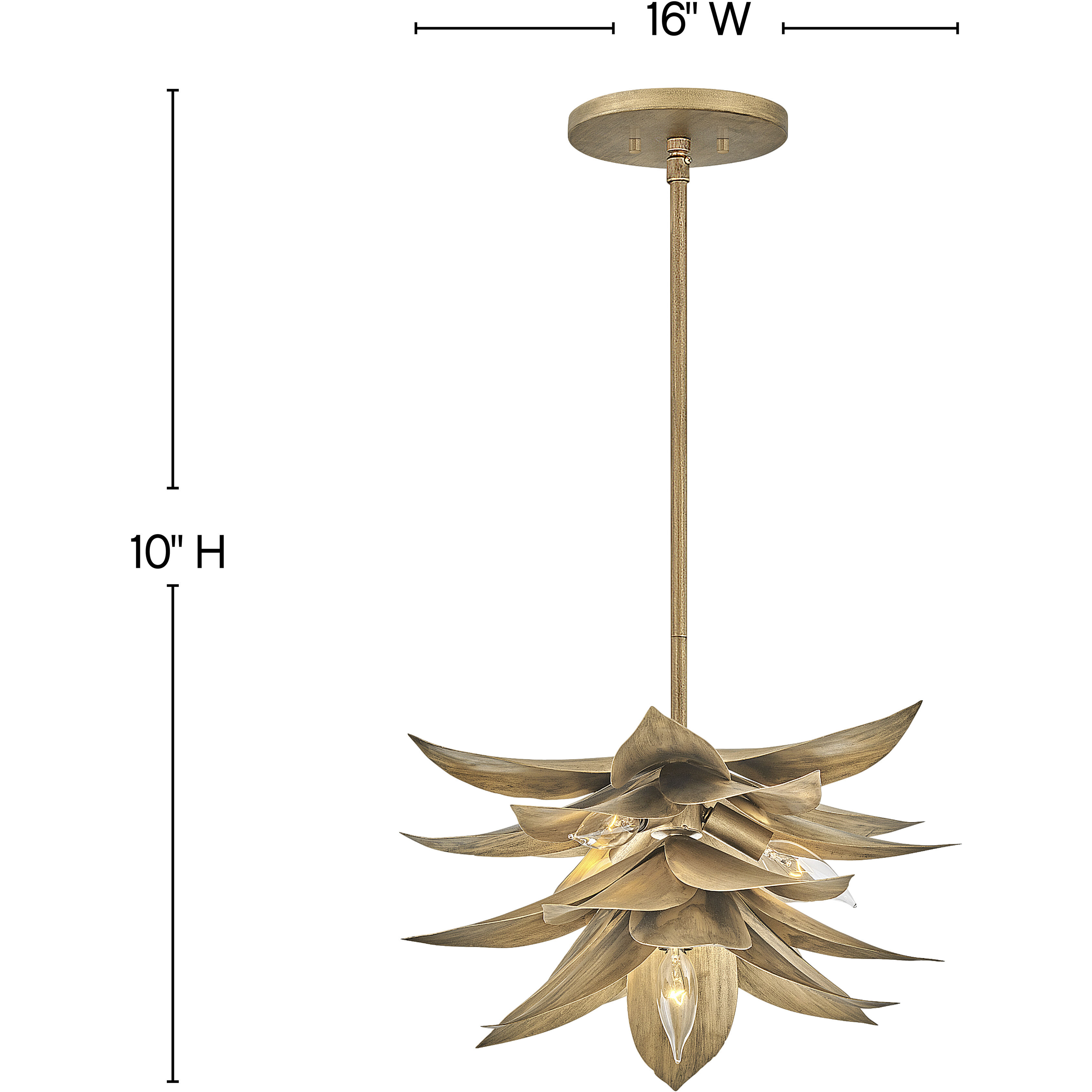 Agave LED 16 inch Burnished Gold Pendant Ceiling Light, Flush Mount