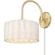 Erma 1 Light 9 inch Brushed Champagne Brass Wall Sconce Wall Light