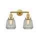 Franklin Restoration Chatham 2 Light 16 inch Satin Gold Bath Vanity Light Wall Light in Clear Glass, Franklin Restoration