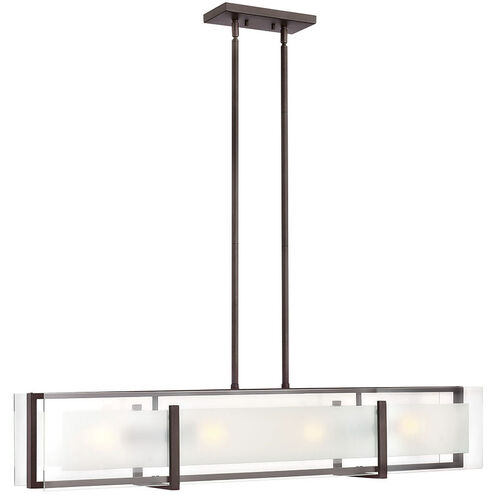 Latitude 4 Light 42 inch Oil Rubbed Bronze Indoor Linear Chandelier Ceiling Light