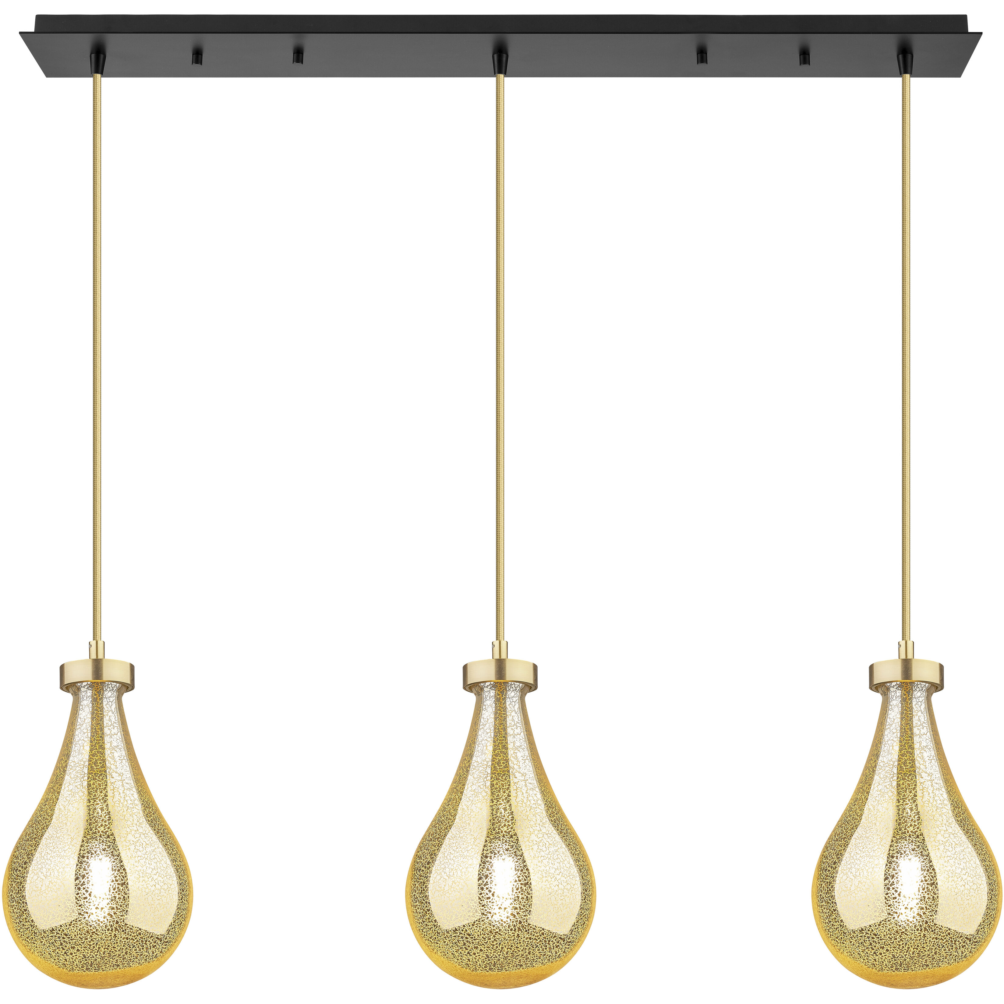 Owego 3 Light 36.63 inch Champagne Bronze Linear Pendant Ceiling Light in Mercury Glass