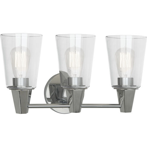 Wheatley 3 Light 17.25 inch Polished Chrome Wall Sconce Wall Light in Clear Glass