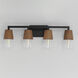 Carpenter 4 Light 28.25 inch Walnut and Black Bath Vanity Wall Light