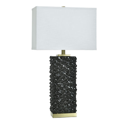 Edmund 30 inch 60 watt Polished Brass and Glossy Black Table Lamp Portable Light